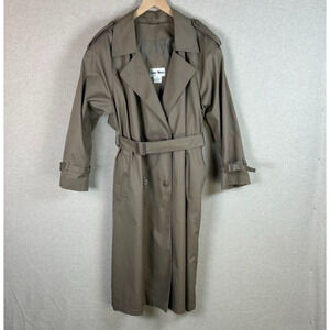 Vintage John Weitz Womens Trench Coat Size 16P Belted Menswear Old Money Neutral